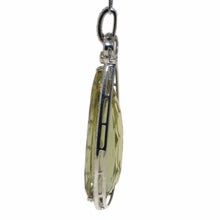 Load image into Gallery viewer, Custom-Made Pear Shape Lemon Quartz and Diamond Halo Pendant in 14k White Gold