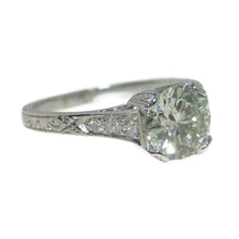 Load image into Gallery viewer, Vintage Round Brilliant Diamond Engagement Ring in Platinum