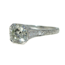 Load image into Gallery viewer, Vintage Round Brilliant Diamond Engagement Ring in Platinum