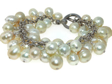 Load image into Gallery viewer, Estate Statement White Cream Cha Cha Charms Freshwater Pearls Bracelet in Sterling Silver
