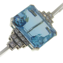 Load image into Gallery viewer, Vintage Art Deco Aquamarine Diamond Brooch in Platinum