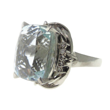 Load image into Gallery viewer, Estate Aquamarine Diamond Ring in Platinum