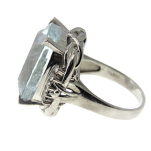 Load image into Gallery viewer, Estate Aquamarine Diamond Ring in Platinum