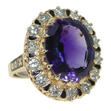 Load image into Gallery viewer, Amethyst Diamond Halo Ring