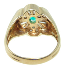 Load image into Gallery viewer, Estate 18k Yellow Gold Carved Flower Shape Emerald Diamond Statement Ring