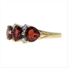 Load image into Gallery viewer, Vintage Natural Heart Garnet Diamond Ring in 14k Yellow Gold