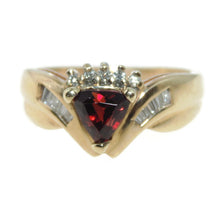 Load image into Gallery viewer, Estate Natural Garnet Statement Diamond Ring in 14k Yellow Gold