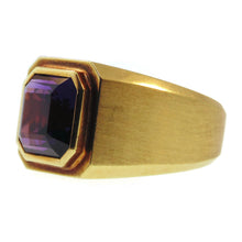 Load image into Gallery viewer, Custom-Made Men's Purple Asscher Cut Amethyst Statement Ring in 18k Yellow Gold