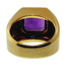 Load image into Gallery viewer, Custom-Made Men's Purple Asscher Cut Amethyst Statement Ring in 18k Yellow Gold