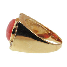Load image into Gallery viewer, Estate Peach Carnelian and Diamonds Men's Ring in 14k Yellow Gold