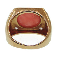 Load image into Gallery viewer, Estate Peach Carnelian and Diamonds Men's Ring in 14k Yellow Gold
