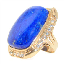 Load image into Gallery viewer, Vintage Lapis Lazuli Diamond Ring in 14k Yellow Gold