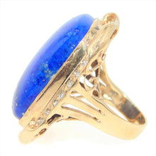 Load image into Gallery viewer, Vintage Lapis Lazuli Diamond Ring in 14k Yellow Gold