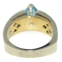 Load image into Gallery viewer, Estate Blue Marquise Cut Topaz Ring in 14k White and Yellow Gold and Diamonds