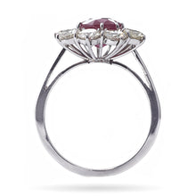 Load image into Gallery viewer, Vintage Ruby & Diamond Ring in 18k White Gold