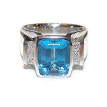 Load image into Gallery viewer, Custom-Made Men's Blue Topaz and Diamond Ring in Platinum