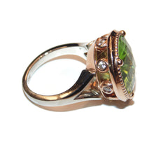 Load image into Gallery viewer, Custom-Made Peridot and Diamond Ring in 14k Rose and White Gold