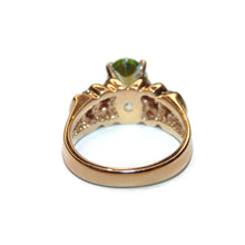Load image into Gallery viewer, Vintage Peridot and Diamond Ring Chevron Style in 14k Yellow Gold