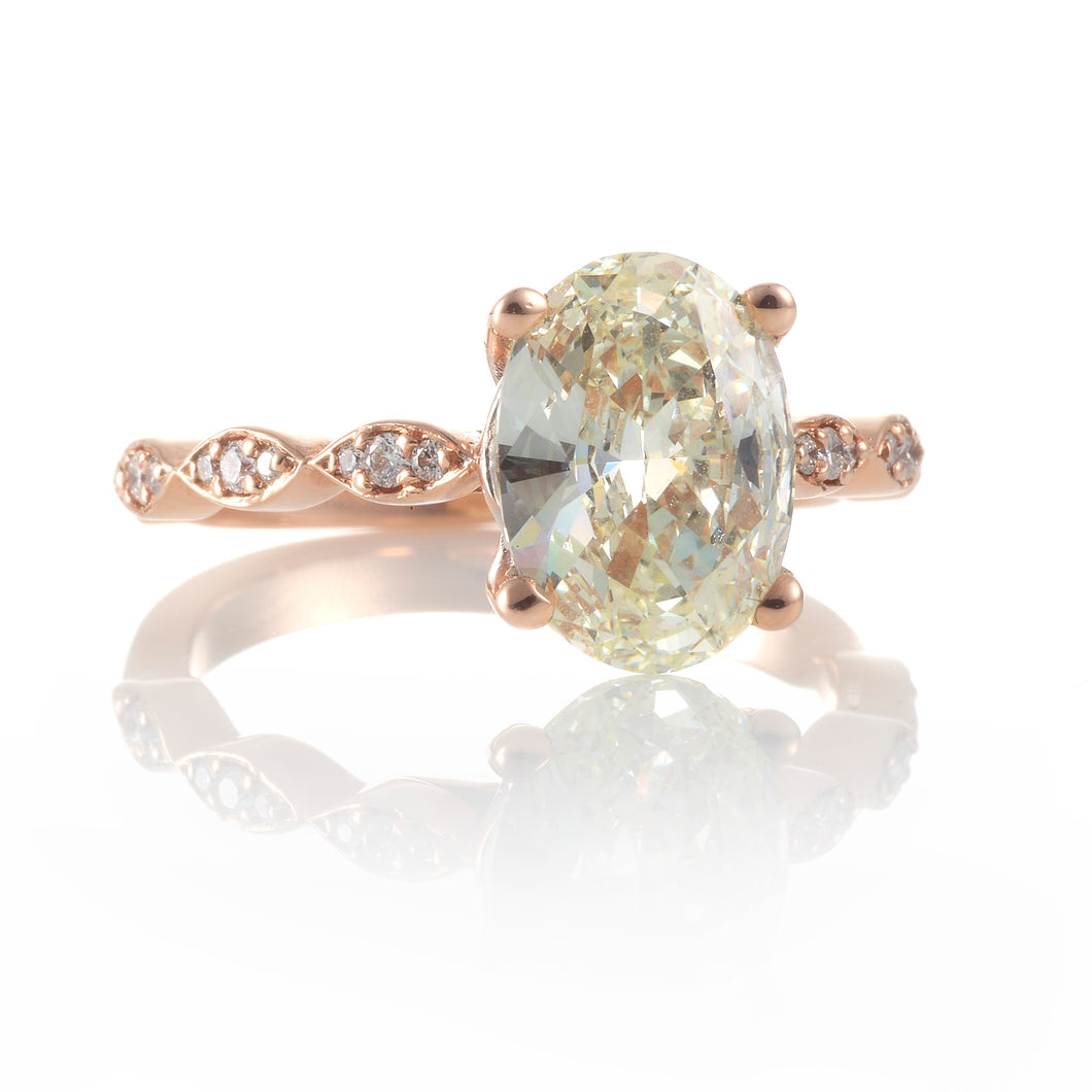 14k Rose Gold Oval Diamond Engagement Ring