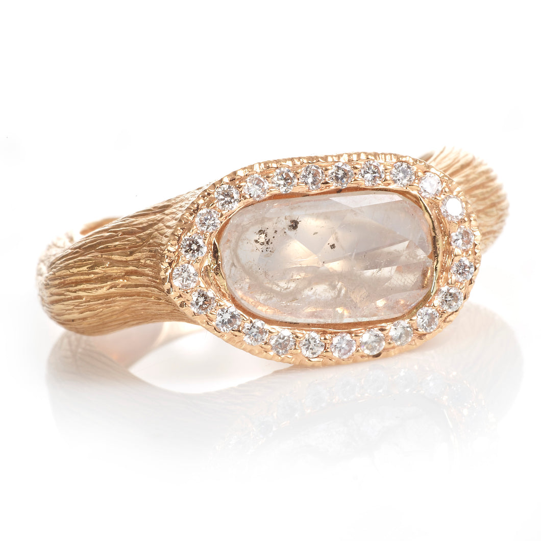 Custom-Made Slice Diamond Ring in 18k Rose Gold