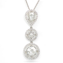 Load image into Gallery viewer, Platinum 3-Stone Halo Diamond Pendant