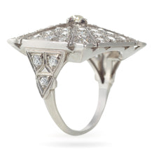 Load image into Gallery viewer, Square Shaped Vintage Old European Cut Cocktail Ring in Platinum