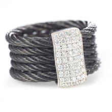 Load image into Gallery viewer, Silver Corded Ring with Diamonds