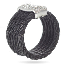 Load image into Gallery viewer, Custom-Made Sterling Silver Corded and 18k White Gold Ring with Diamonds