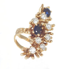 Load image into Gallery viewer, Estate Sapphire and Diamond Elongated Ring in 14k Yellow Gold