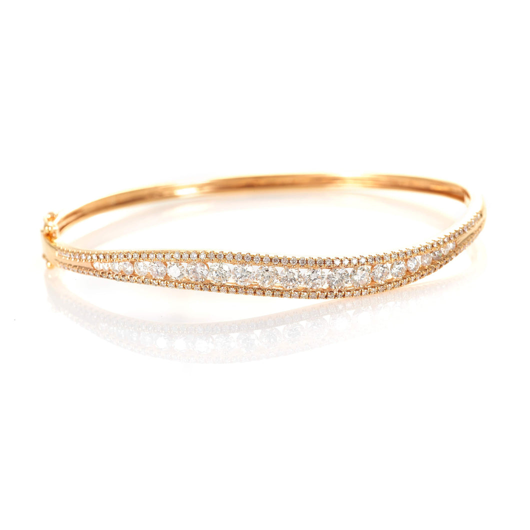 Elegant 18K Rose Gold Diamond Bangel Bracelet