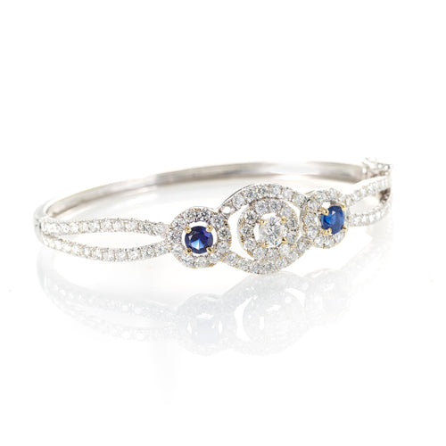 18k White Gold Diamond and Blue Sapphire Bracelet
