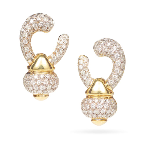 14k Yellow Gold 2.00 Carat Pave Diamond Earrings