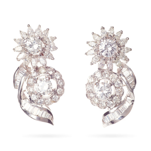 18k White Gold Fancy Diamond Earrings