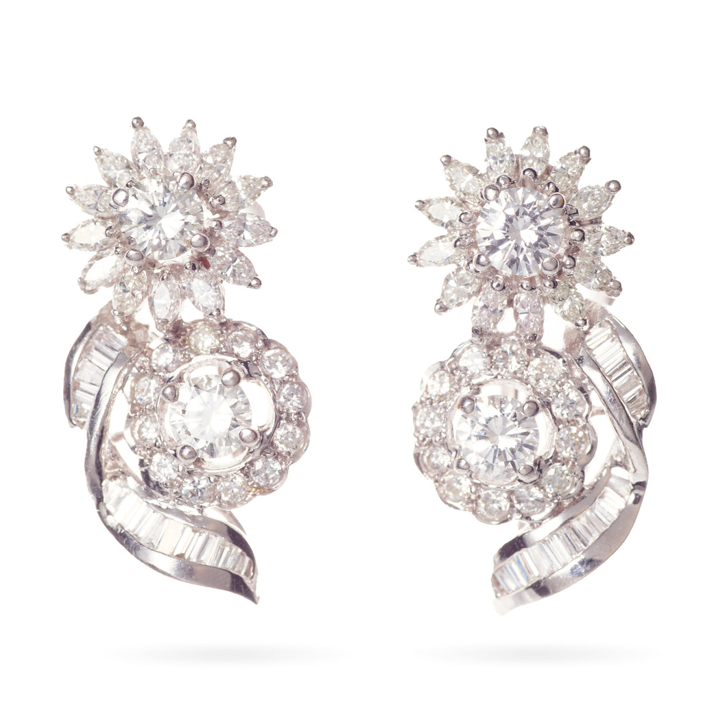 18k White Gold Fancy Diamond Earrings