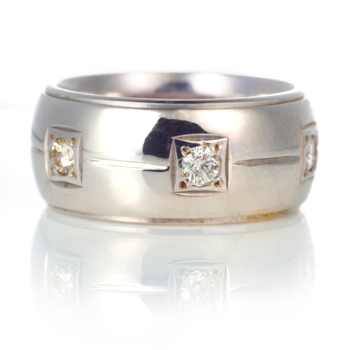 14k White Gold Men's Diamond Band Ring