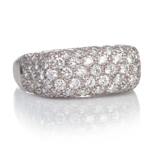Pave Diamond Band with a Square Top in 18k White Gold