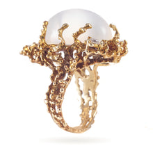Load image into Gallery viewer, 18k Yellow Gold Moonstone and Diamond Estate Ring