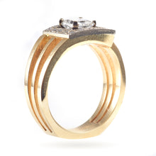 Load image into Gallery viewer, Men's Custom Geometric Diamond Ring in 14k Yellow Gold