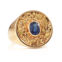 Load image into Gallery viewer, Alaskan Nugget Men’s Sapphire Ring in 14k Yellow Gold