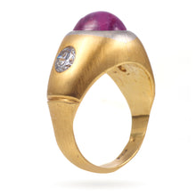Load image into Gallery viewer, Rare No-Heat Treat Natural Star Ruby and Diamond Custom Ring in 14k Yellow Gold