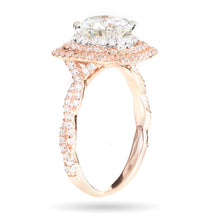 Load image into Gallery viewer, Custom-Made 14k Rose Gold Double Halo Diamond Ring