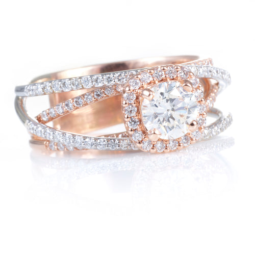 14k Rose & White Gold Diamond Ring