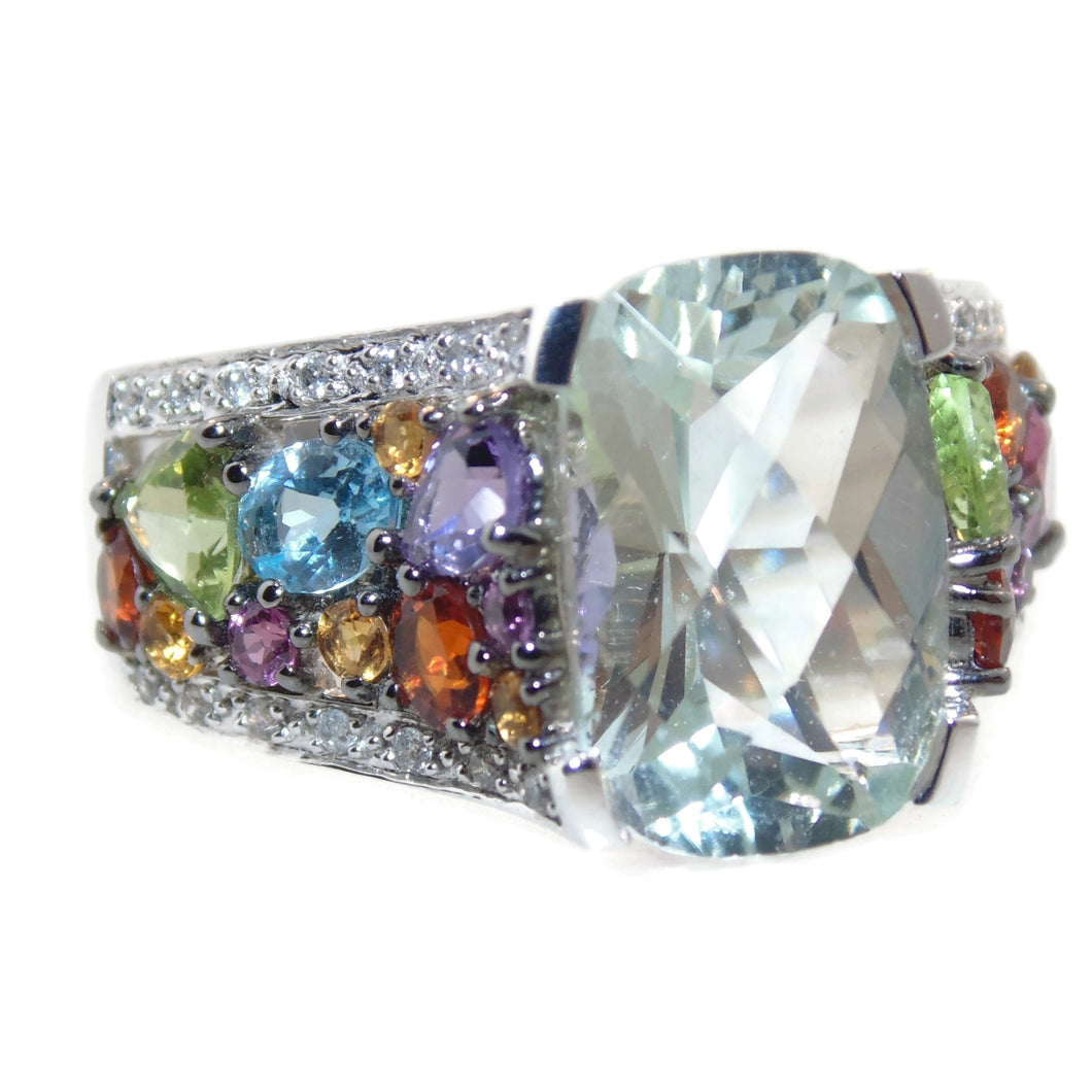 Semi-Precious Stones Garnet Topaz Peridot Tourmaline Ring