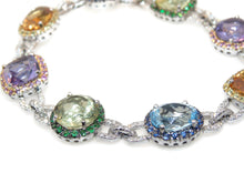 Load image into Gallery viewer, Gorgeous Statement Diamonds Blue Topaz Citrine Amethyst Peridot Sapphires Aquamarine Tsavorites Pink Sapphires Bracelet in 14k White Gold
