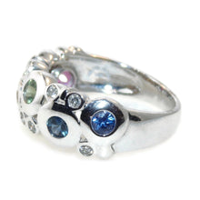 Load image into Gallery viewer, Multi Colored Sapphire Diamond Ring in 14k White Gold
