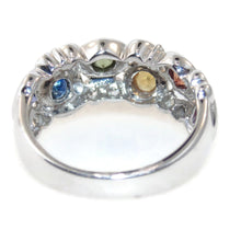 Load image into Gallery viewer, Multi Colored Sapphire Diamond Ring in 14k White Gold
