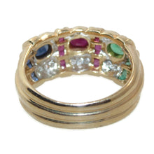 Load image into Gallery viewer, Vintage 14k Yellow Gold Ruby Emerald Sapphire Diamond Ring
