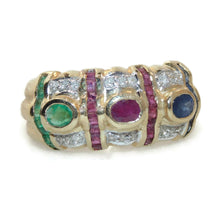 Load image into Gallery viewer, 14k Yellow Gold Ruby Emerald Sapphire Ring
