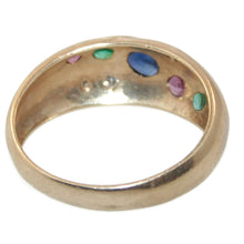 Load image into Gallery viewer, Vintage Ruby Emerald Sapphire Diamond Ring in 14k Yellow Gold
