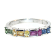 Load image into Gallery viewer, Multi Colored Sapphire Band Ring in 14k White Gold
